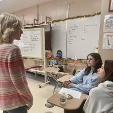 George F. Baker Ethics Club students get a lesson from Manhattanville University graduate students.