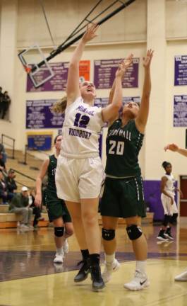 Jamie Waldron (#12) scored nine of her game-high 15 points in the second half.