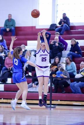 Leah Sheerin, #25, launches a three-point shot.