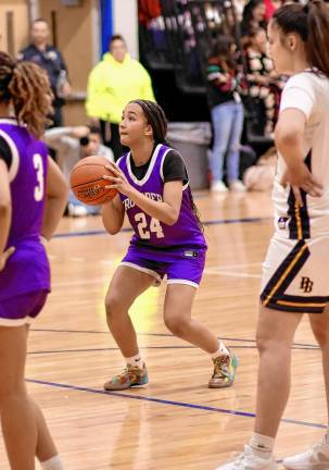 Brianna Taveras, #24, gets ready to take a free throw.