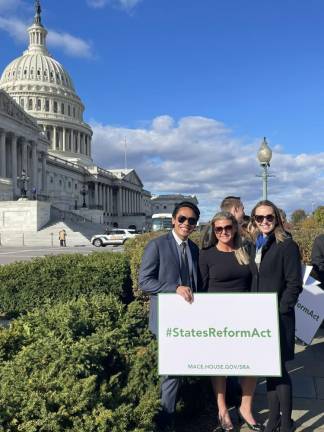 Jillian Snider, center, with R Street Institute colleagues Anthony Lamorena and Caroline Kitchens on Capitol Hill.