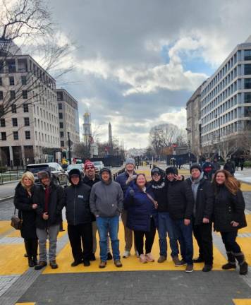 New York state Assemblyman Karl Brabenec with constituents in Washington, D.C., on Inauguration Day, Monday, Jan. 20. From left are Assemblywoman Jodi Giglio, Brabenec, Orange County GOP treasurer Joseph Coleman, Wallkill Councilman Mark Coyne, Ryan Greene, Orange County GOP chairwoman Courtney Greene, Orange County Teen GOP chairman Sean Coyne, Ray Jagos, Thomas Brabenec and Tina Kakascik. (Photo provided)