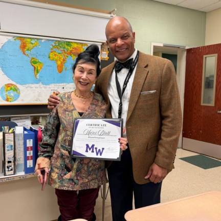 MW teacher Marc Blatt with Superintendent Dr. Tracy Norman.