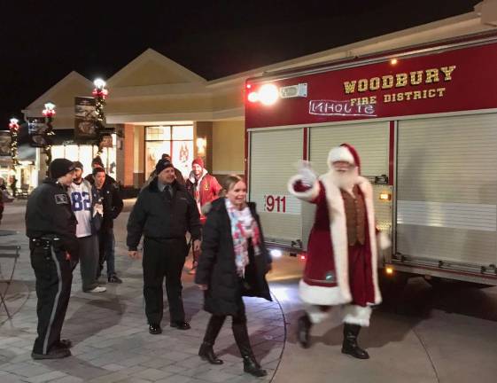 The highlight of the evening was Santa&#x2019;s arrival on a Woodbury Fire Department truck.