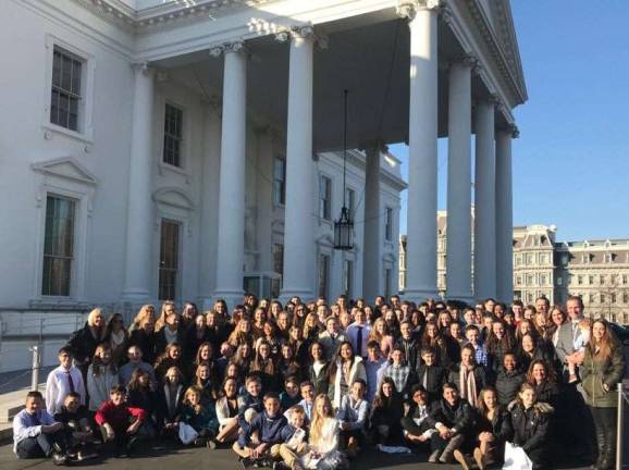 Photos providedGathering outside The White House entrance after their visit were the Monroe-Woodbury High School and Monroe-Woodbury Middle School students and advisers who attended the annual Leadership Experience and Development (LEAD) Conference in Washington, D.C., Jan. 25 to 28.