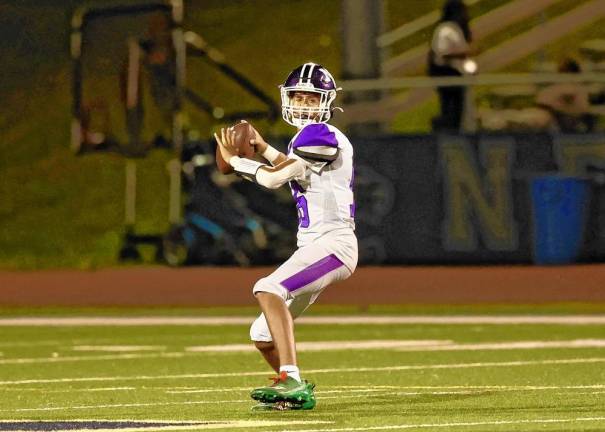 Crusader quarterback Ethan Maldonado, #16, had nine completions for 106 yards, with two touchdowns in the game.