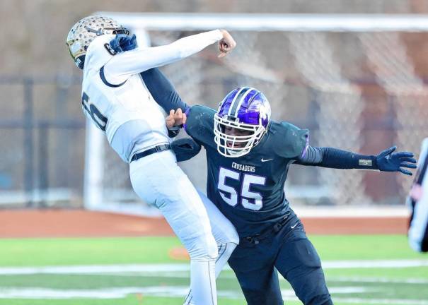 Crusader defensive end Kamal Salaudeen was named the Defensive Player of the game.