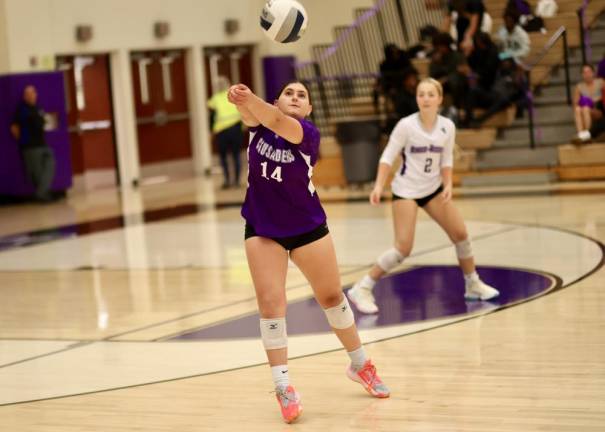 Co-captain Abby Ohern’s solid play at Libero has been a key factor in the Crusaders’ success this season.