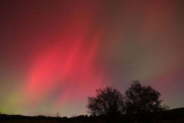 The aurora borealis, also known as the Northern Lights, as captured on Oct. 10 around Wisner Road in Warwick.