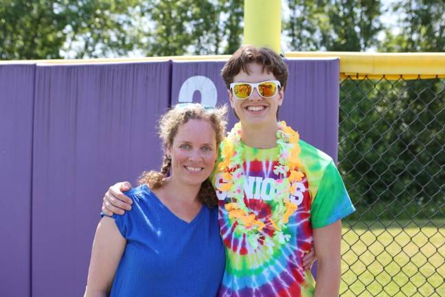 A family affair: art teacher Liz Pesce and her son Carson on June 13.