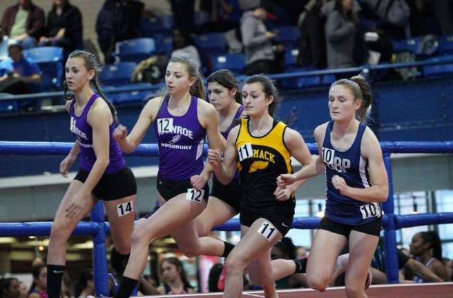 Photos by Steven Pisano of Milesplit.com Angela Iaccarino (20th), Ella Dephilips (27th) and Angela Fini (29th) ran in the 600m at Molloy Stanner.