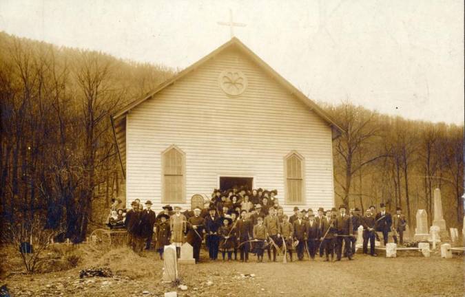 Parishioners of St. Mary Church in Arden, before it was demolished in 1957.