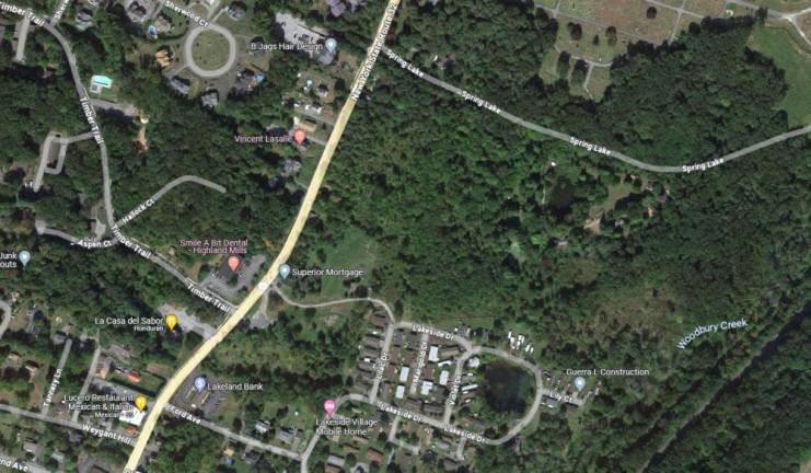 The general location of the proposed senior housing development: north of Ford Ave., south of Spring Road, west of Woodbury Creek.