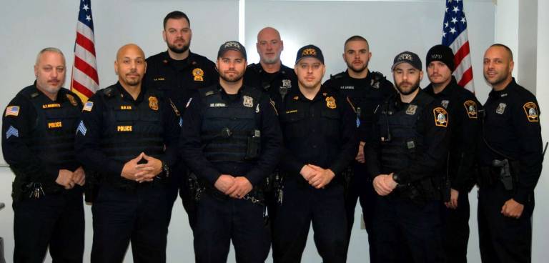 Photo provided by Monroe PD &#x201c;No-Shave November&#x201d; participants among the Monroe Police Department, from left to right: Administrative Sergeant Anthony Amatetti, Sergeant David Lee, Detective Timothy Young, K-9 Officer James Gayler, Officer Stephen Dunn, Sergeant Darwin Guzman, Officer Daniel Lindell, Officer Anthony Grosso, Officer Jason Farningham and Officer James Malgieri.