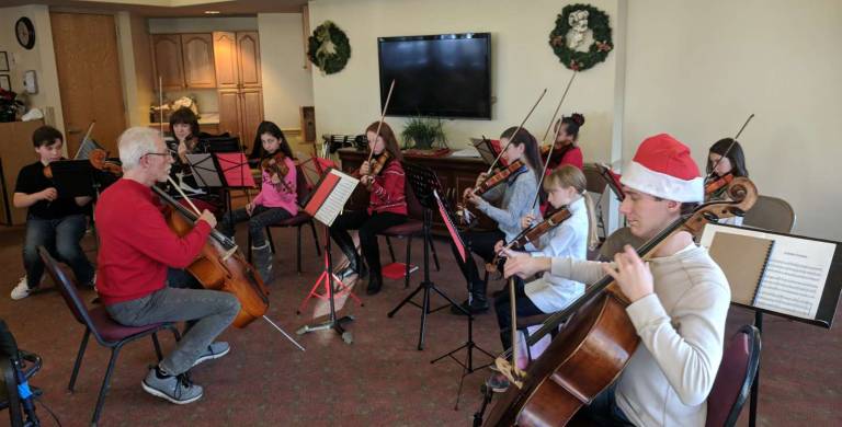 The Allegro Youth Orchestra at Sapphire Rehabilitation in Goshen.