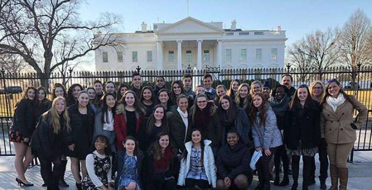 Gathering after their tour inside The White House were the students and advisers who represented Monroe-Woodbury High School.